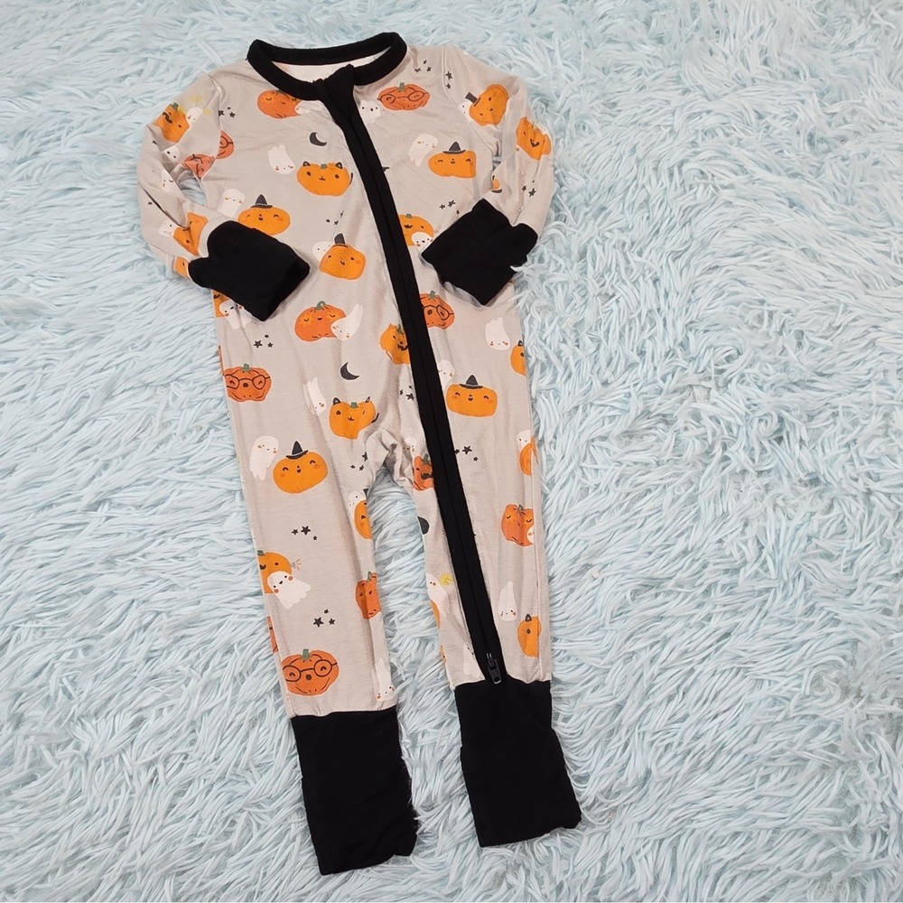 Angel Dear 0-3M Bamboo Viscose Footless Zip Sleeper Halloween Ghost Pumpkin